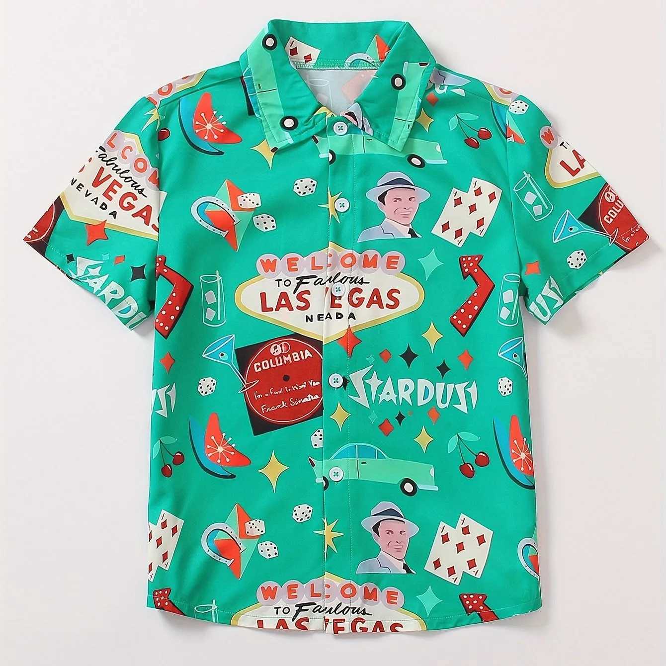 Boys casual short sleeved shirtprinted summer fashion themed colorful pattern lightweight and breathable fabricW240729