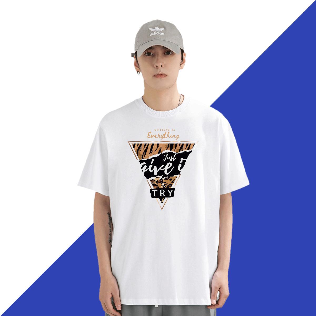 Loose Men Clothes T-Shirt 100% Cotton 230g Street Wear letter DIY Printed Crew Neck Casual New T-Shirts for Men Tshirts