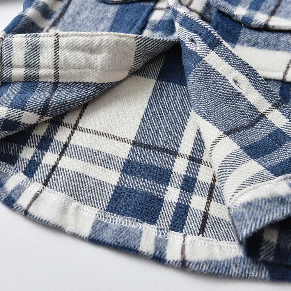 Autumn and winter fashion baby boy long sleeved pure cotton plain weave shirt casual collar classic childrens thick warm topW240729