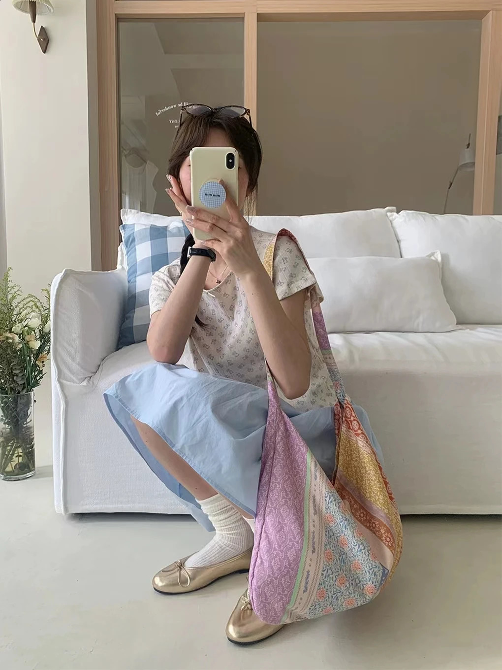 French niche canvas bag for women Summer product floral single shoulder crossbody Minimalist tote 240729