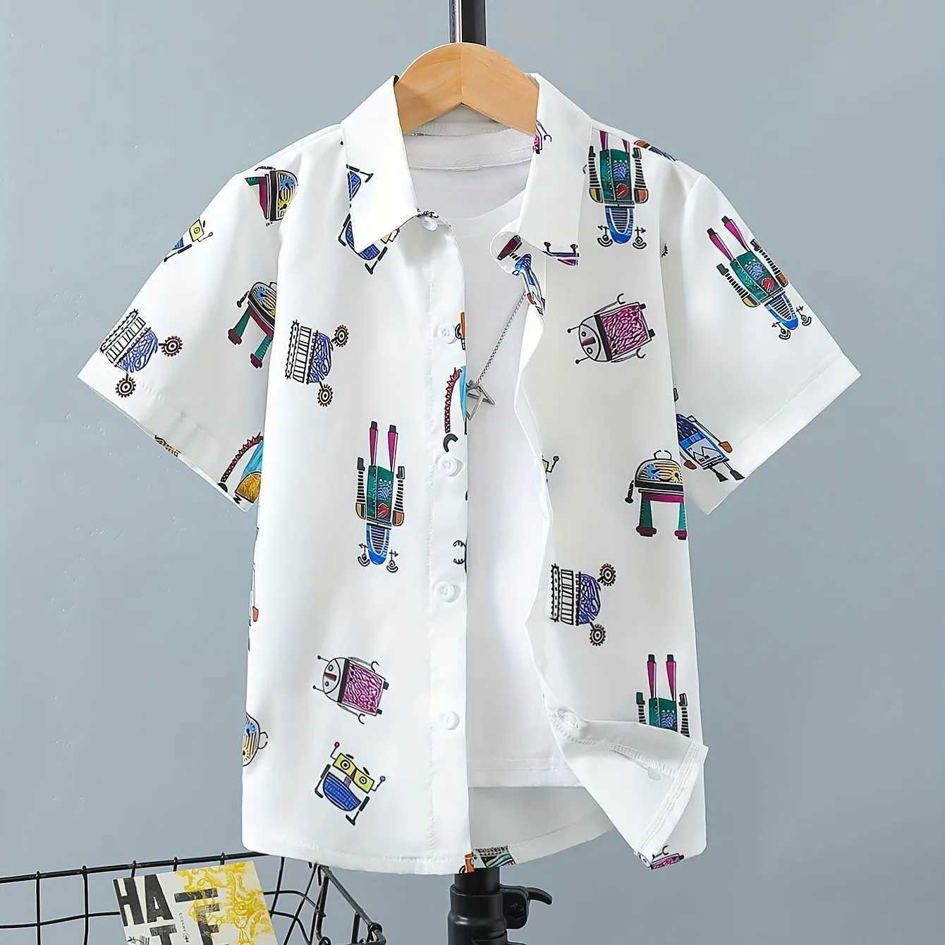 2024 casual loose fit shirt childrens short sleeved cool and comfortable summer beach suitable for boys and girls to wear childrens shirts on holidays
