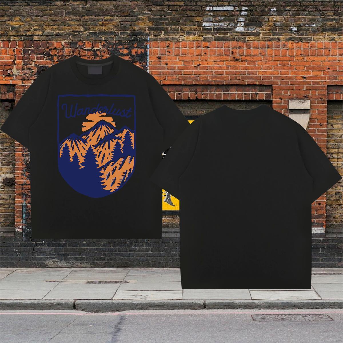 Soft Mens Tshirts 100% Cotton 230g Street wear Hip Hop mountains Plus Size Cartoon Pure Cotton 2024 New Man T Shirts Tees Shirts