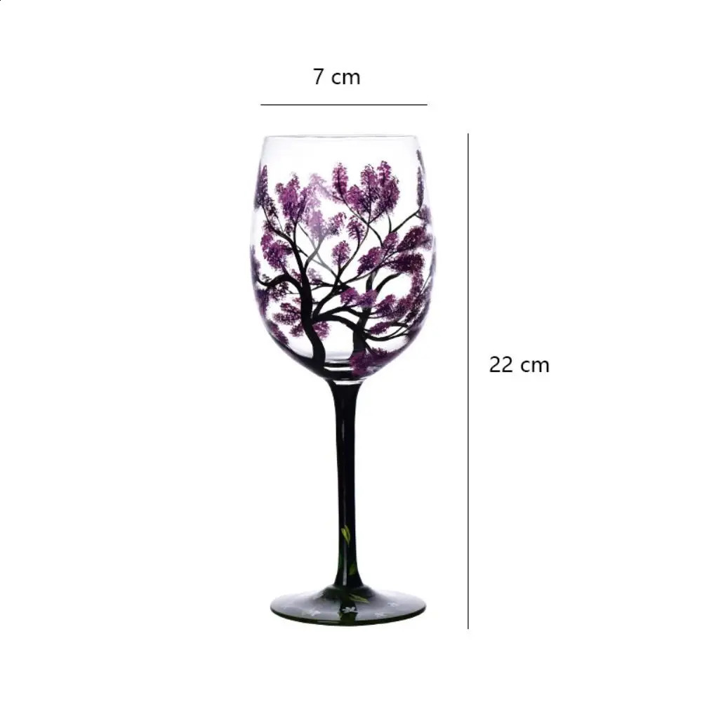Update Four Seasons Trees Glasses Creative Printed High Legged For Wine Beer Cocktail Large Capacity Glass Cup Set 240729