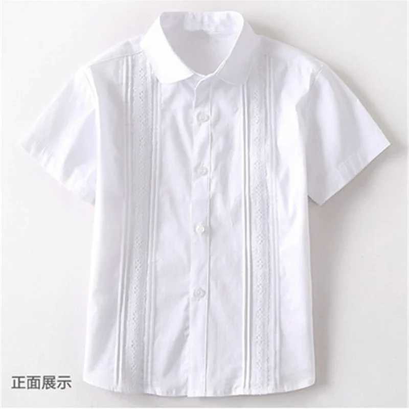 Girls white short sleeved shirt cotton baby school girls shirt children 6 8 10 12 years old teenagersW240729