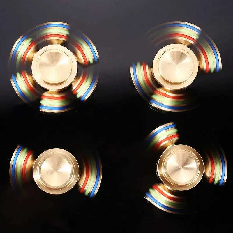 Brass Metal Fidget Spinner 6 Arm EDC Decompression Fingertip Gyro Antistress Toys For Kids Adults Juguetes AntiestrsM240729