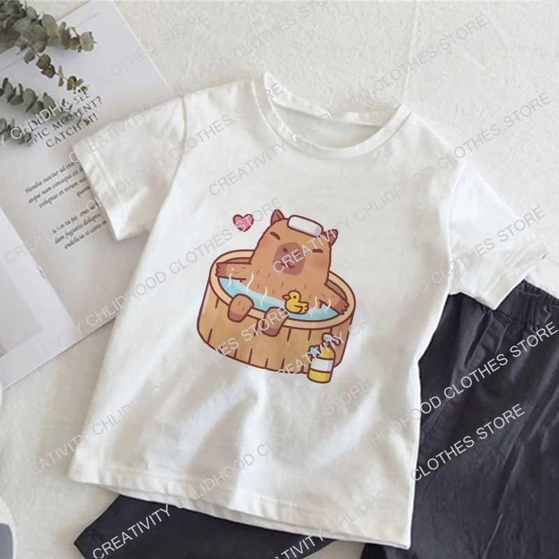 T-shirts Capybara Children T-Shirts Kids Tee Shirt Cartoons Kawaii Casual Clothes Anime for Boy Girl Tops Short Sleeve ClothingL24729