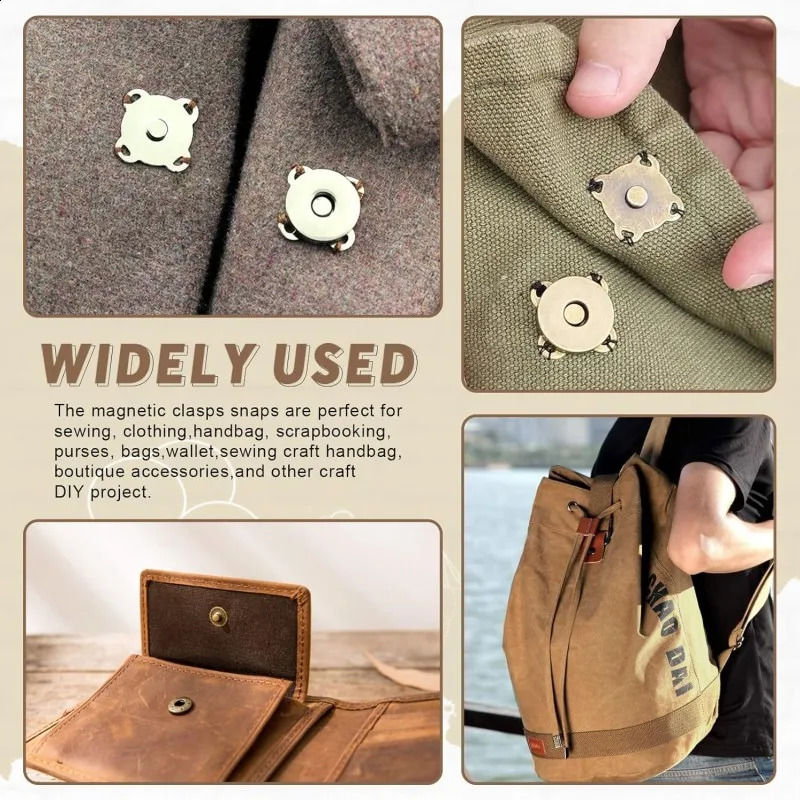 101Set Bags Magnetic Snap Button Fasteners Clasps Buttons Handbag Purse Wallet Craft Parts Mini Adsorption Buckle 1418mm y241226