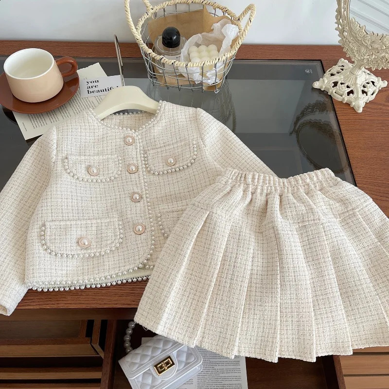Girls Suits Spring Long Sleeve Princess CoatSkirt Fashion Korean Children Clothing Two Piece Set Girls Outfit Sets 2 3 4 5 6 7Y 240729