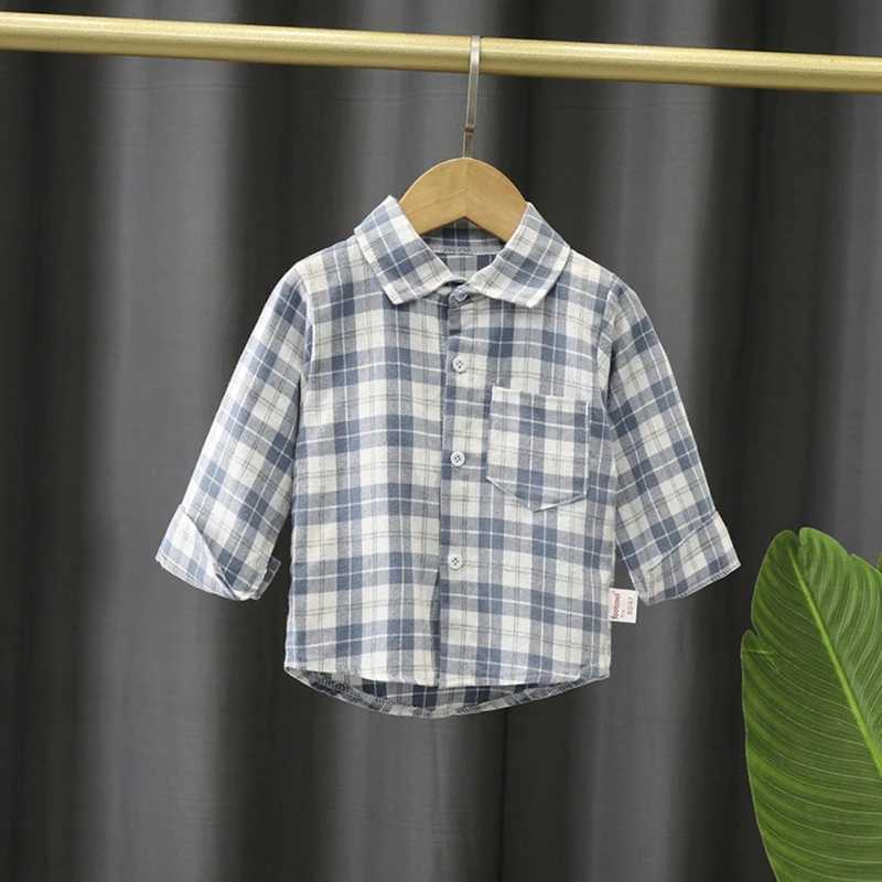 Autumn baby plain coat fashionable childrens shirt pocket cotton childrens casual coat childrens clothing boys topW240729