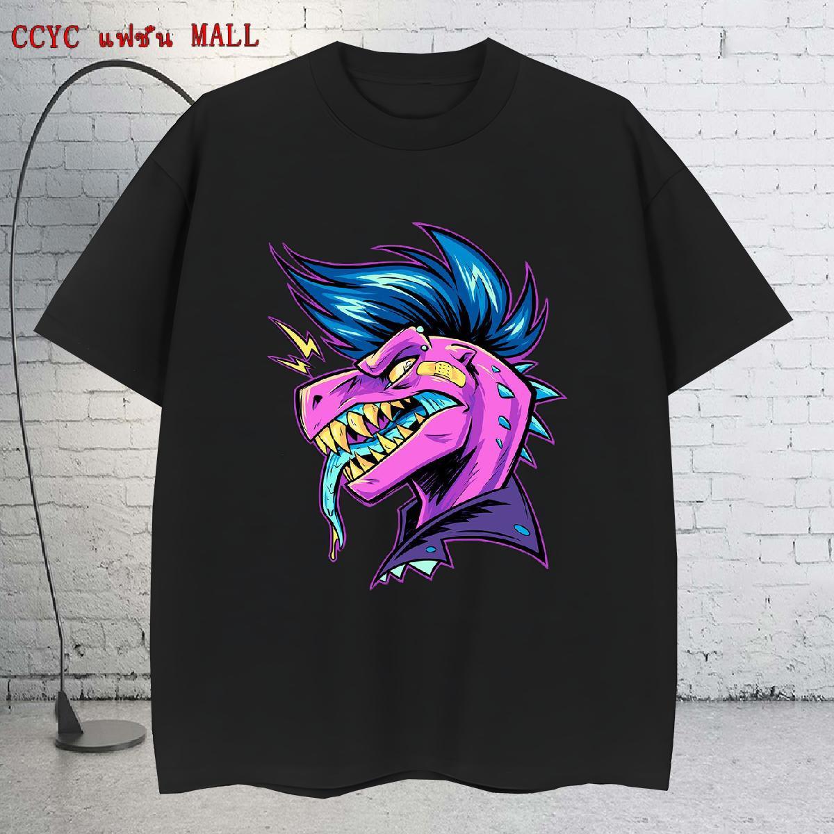 Free Shipping Mens Tshirts 230g 100% Cotton Hip Hop dinosaur Plus Size Cartoon Breathable Short Sleeve Custom T shirt Polos