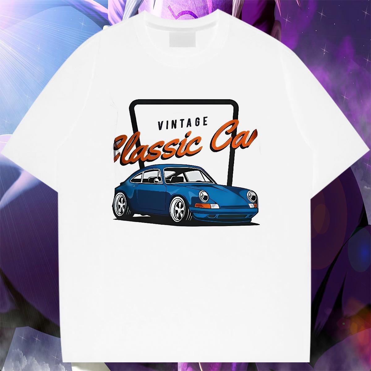 Brand Couples T Shirts 230g 100% Cotton High Street Hip Hop car DIY Printed Breathable Crew Neck Fashion Man T Shirts Tees Shirts