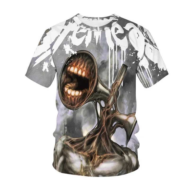 T-shirts 4-13Y Kids Game Anime Siren Head Printing T-Shirt Boys Girls Summer Casual Cool Tshirts Children SCP Horror Hip Hop Clothes TopsL24729