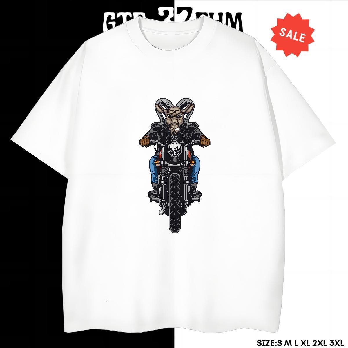 Cool Men Tshirts 230g Cotton Outdoor Motorcycle Cartoon Printing L-4XL Short Sleeve O-Neck 2024 Designer T-Shirts Tees