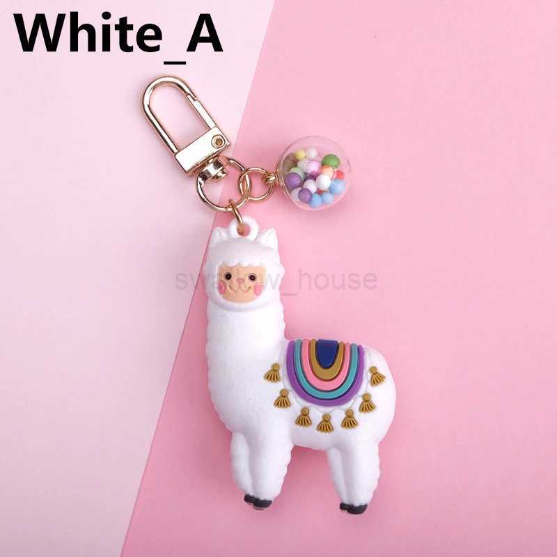 Cute Alpaca Keychain Qualitied Original Cartoon Lamb Keyrings Simulation Animals Pendant for Girls Jewelry Birthday GiftL240729