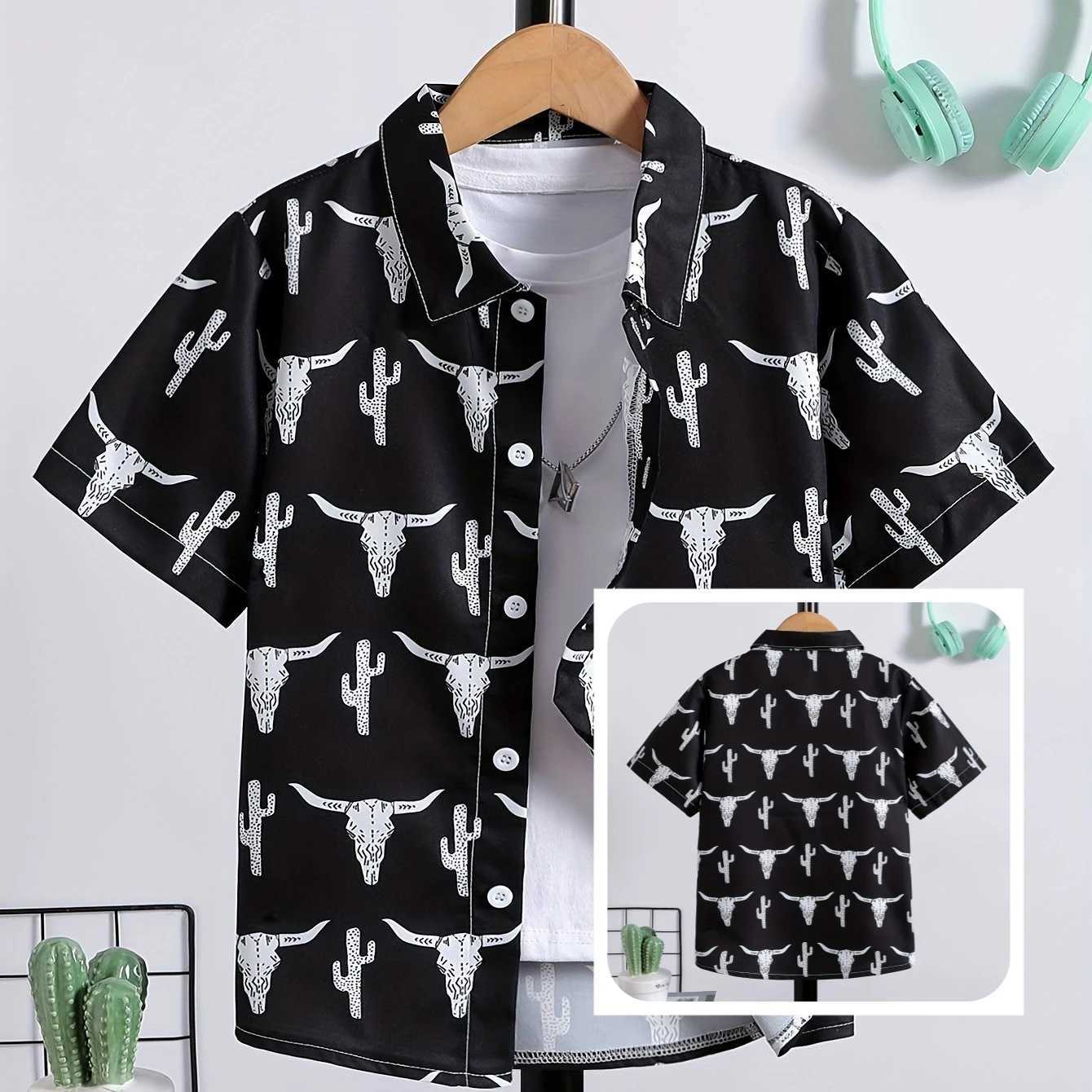 2024 childrens clothing casual loose fit short sleeved cool and comfortable summer beach boys and girls holiday childrens boys clothingW240729