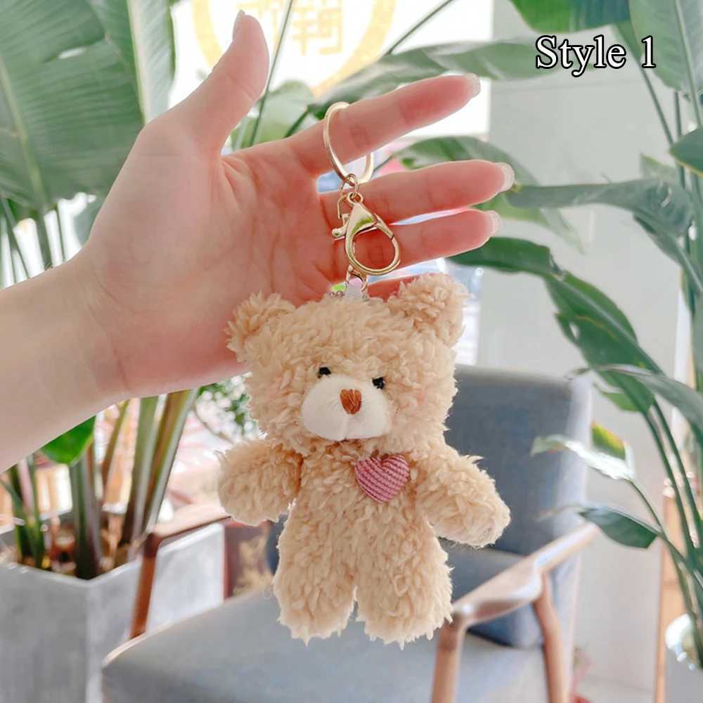 Korea 11cm Soft Teddy Bear Keychain Plush Rabbit Pendant Keychain DIY Trinket Kids Stuffed Animal Toys Bag Car AccessoriesL240729