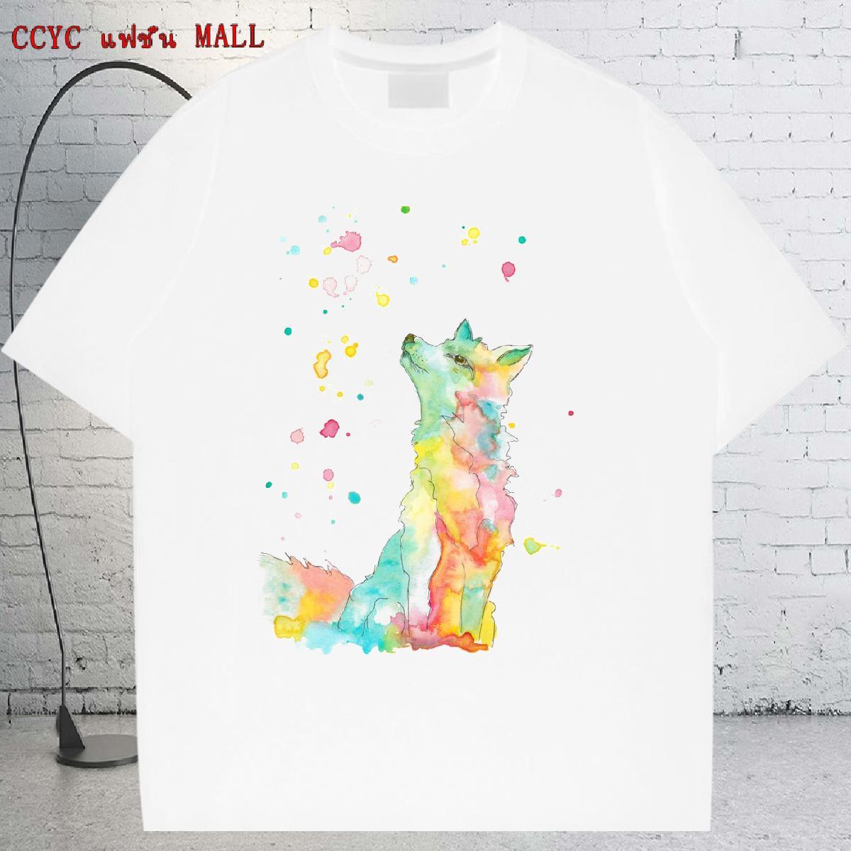 Loose Fit Men Tops Tees 100% Cotton 230g Hip Hop wolf Plus Size Custom Short Sleeve Soft Brand Man T Shirts Clothings