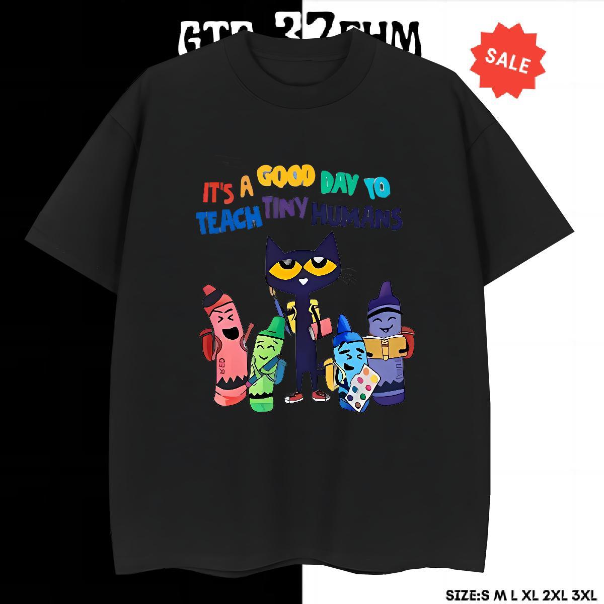 Cool Men Clothes T-Shirt 230g Pure Cotton Casual cat Plus Size Cartoon Breathable Short Sleeve Designer T-Shirts for Men Wear