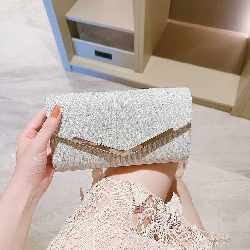 Women Evening Clutch Bag Female Shiny Clutch Wedding Purse Party Banquet Black Gold Silver Clutches Bag Square Shoulder Bag NewXJ240729