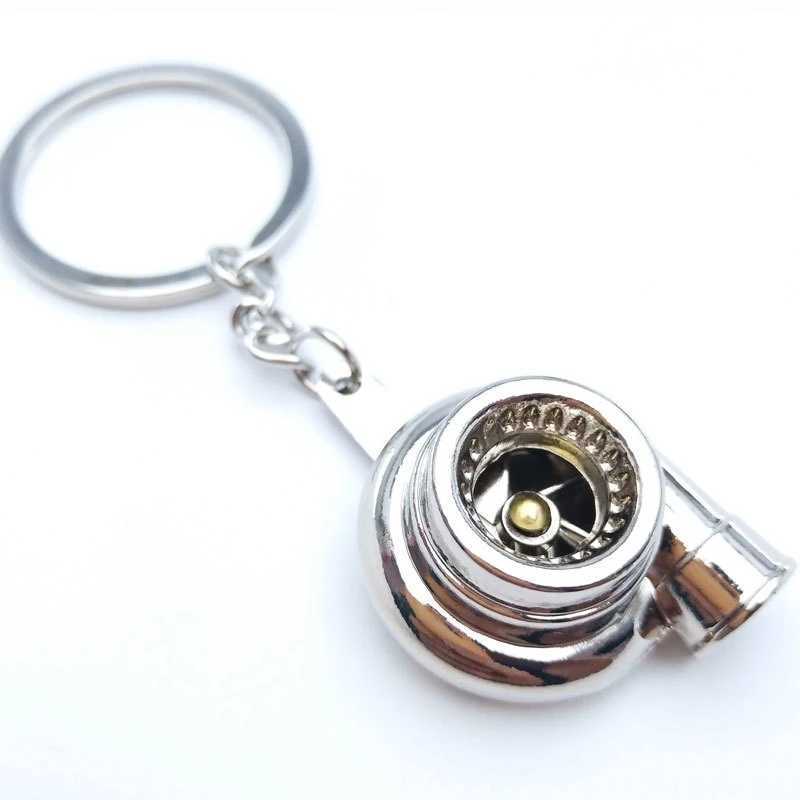 Creative gift car metal keychain turbo gear hub pendant brake disc shock absorber PendantL240729