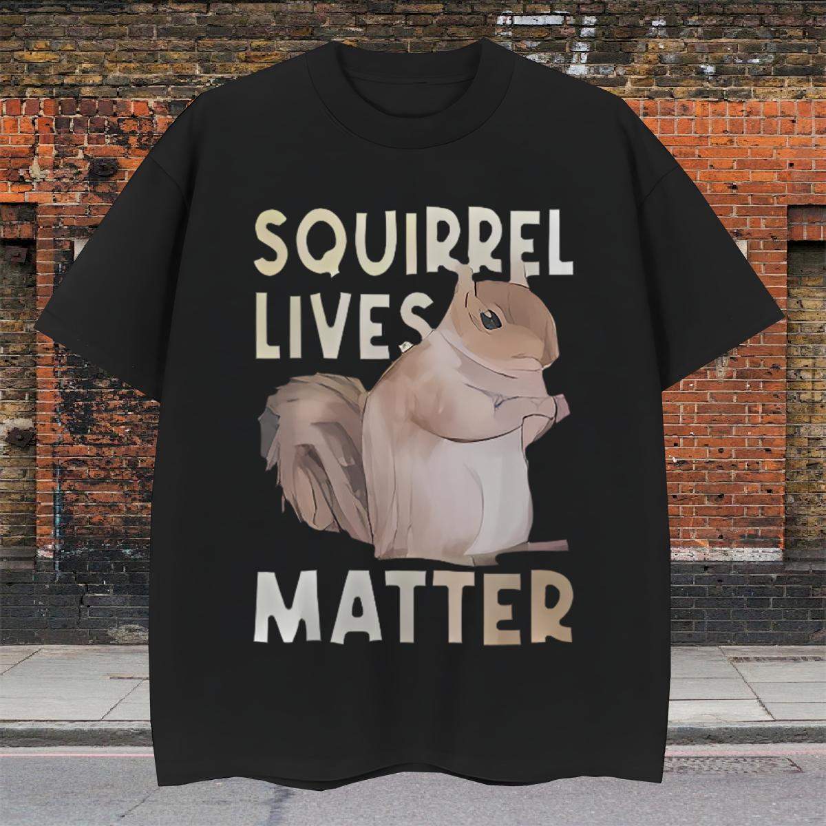Loose Men Clothes T-Shirt 230g Pure Cotton Spring Summer squirrel DIY Printed Crew Neck New Designer Men T Shirts Clothings
