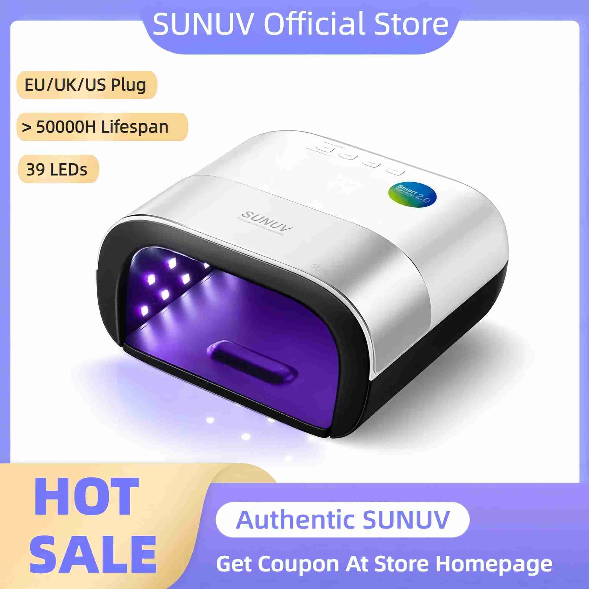 SUNUV SUN3 Nail Dryer Smart 2.0 48W UV LED Lamp Nail with Smart Timer Memory Invisible Digital Timer Display Nail Drying MachineM240729