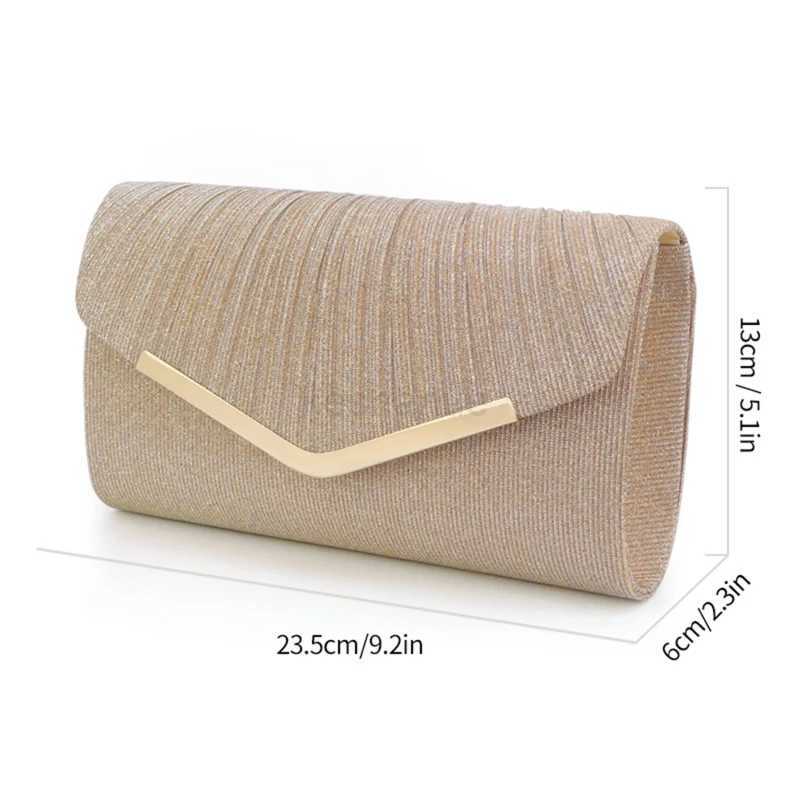 Women Evening Clutch Bag Female Shiny Clutch Wedding Purse Party Banquet Black Gold Silver Clutches Bag Square Shoulder Bag NewXJ240729