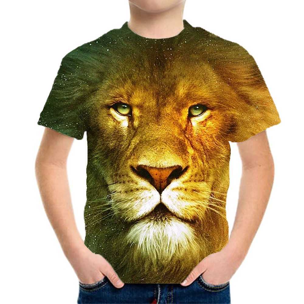 T-shirts Boy Clothes 8 to 10 Years Male 3D Tiger Printed Tshirt Short Sleeve Summer Childrens Clothing Fashion Childrens T-Shirt GirlL24729