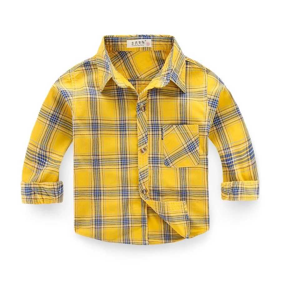 Hot selling childrens shirts fashionable long sleeved baby boys shirts plain weave style childrens shirts spring and autumn cotton topsW240729