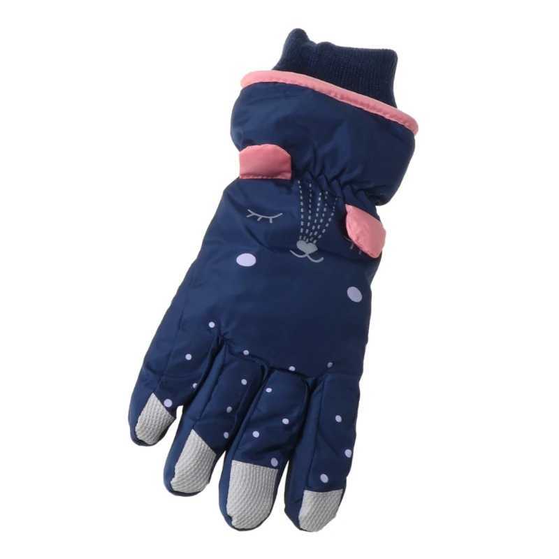 New winter warm baby gloves waterproof windproof anti slip cartoon childrens sports gloves childrens lined wool outdoor glovesW240729