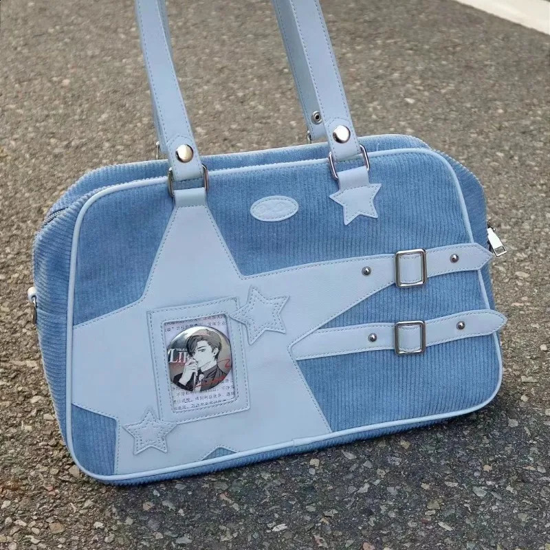 Y2K Corduroy Casual Ita Bag Cute Womens Shoulder Lolita Girl Transparent Fashion Crossbody DIY Display Handbag Purse 240729