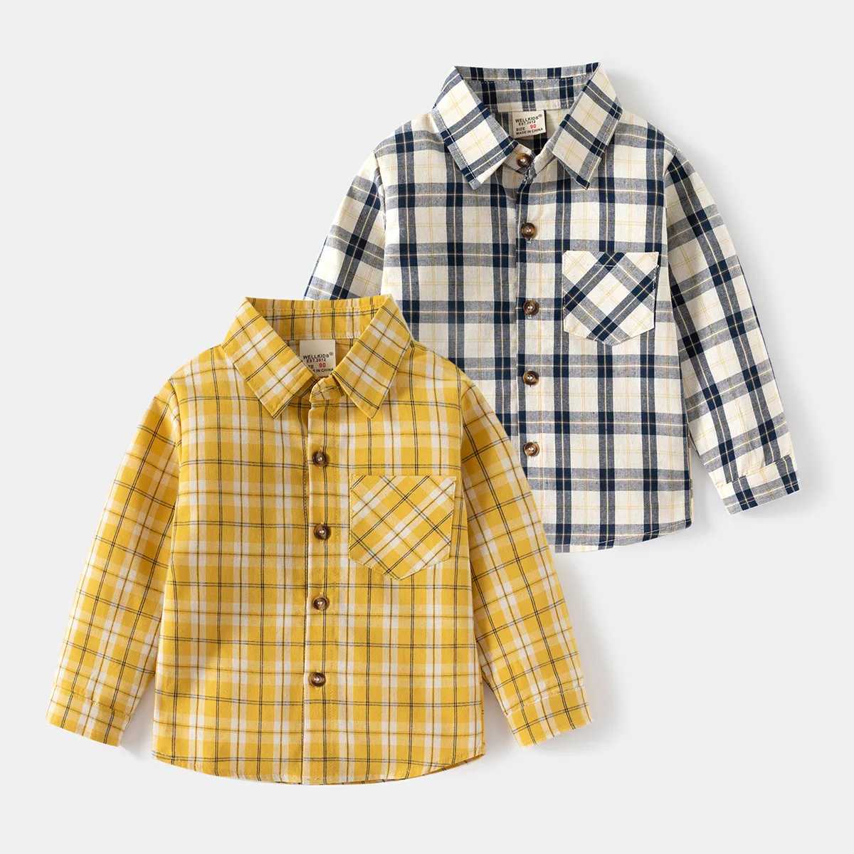 Boys long sleeved plain shirt boys thin lapel topW240729