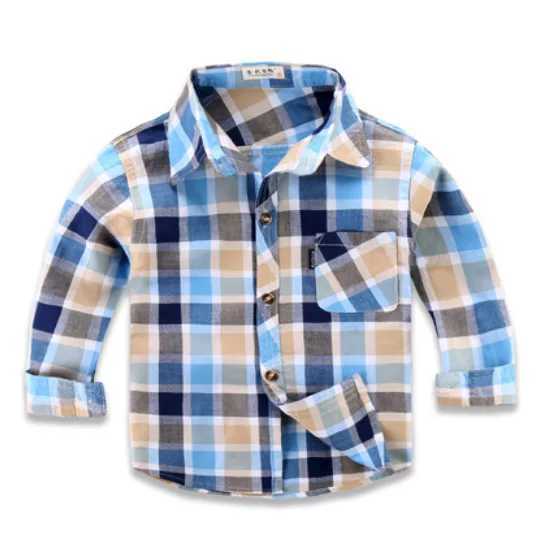 New childrens cotton shirt baby plain striped shirt childrens clothing boys and girls long sleeved summer top 1-10 years oldW240729