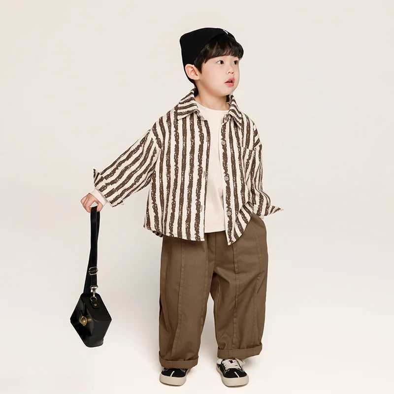 Childrens clothing boys autumn childrens spring and autumn vertical striped shirts long sleeved topsW240729
