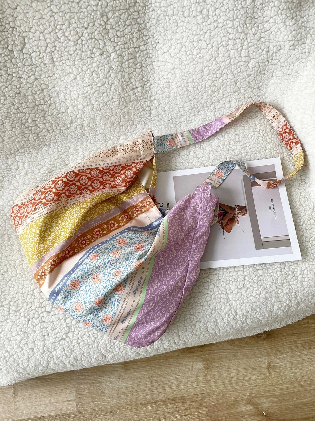 French niche canvas bag for women Summer product floral single shoulder crossbody Minimalist tote 240729