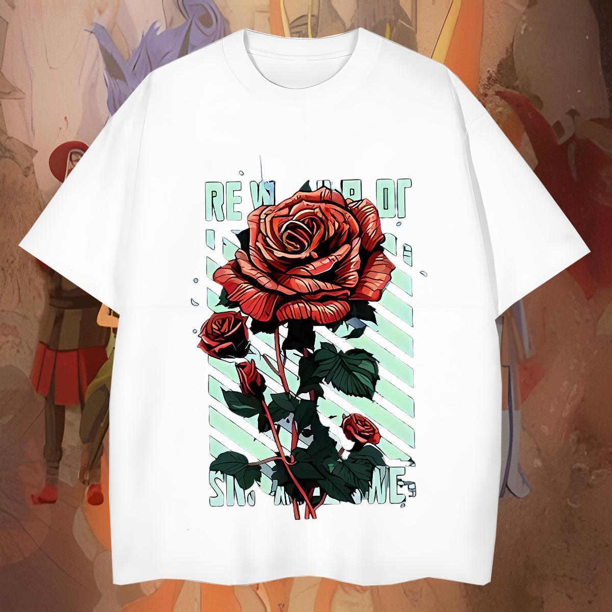 Free Shipping Men Clothes T-Shirt 230g 100% Cotton Sport flower Customized Print Round Neck Short Sleeve Factory Direct T-Shirts for Men Tops Tees