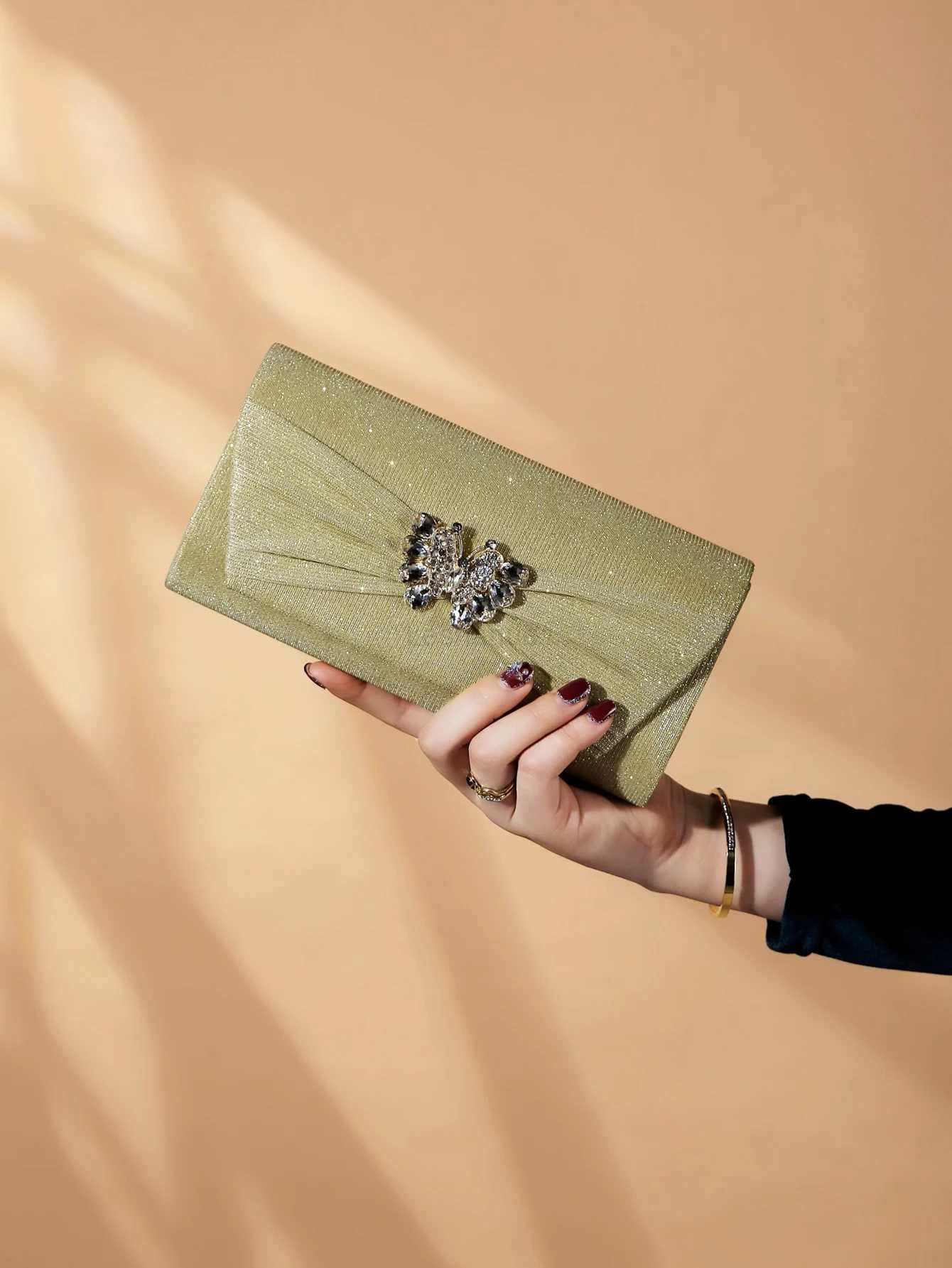 Glamorous Glitter Bling Sequin Luxury Shiny Rhinestone Decor Flap Chain Glitter Square Bag Evening BagXJ240729