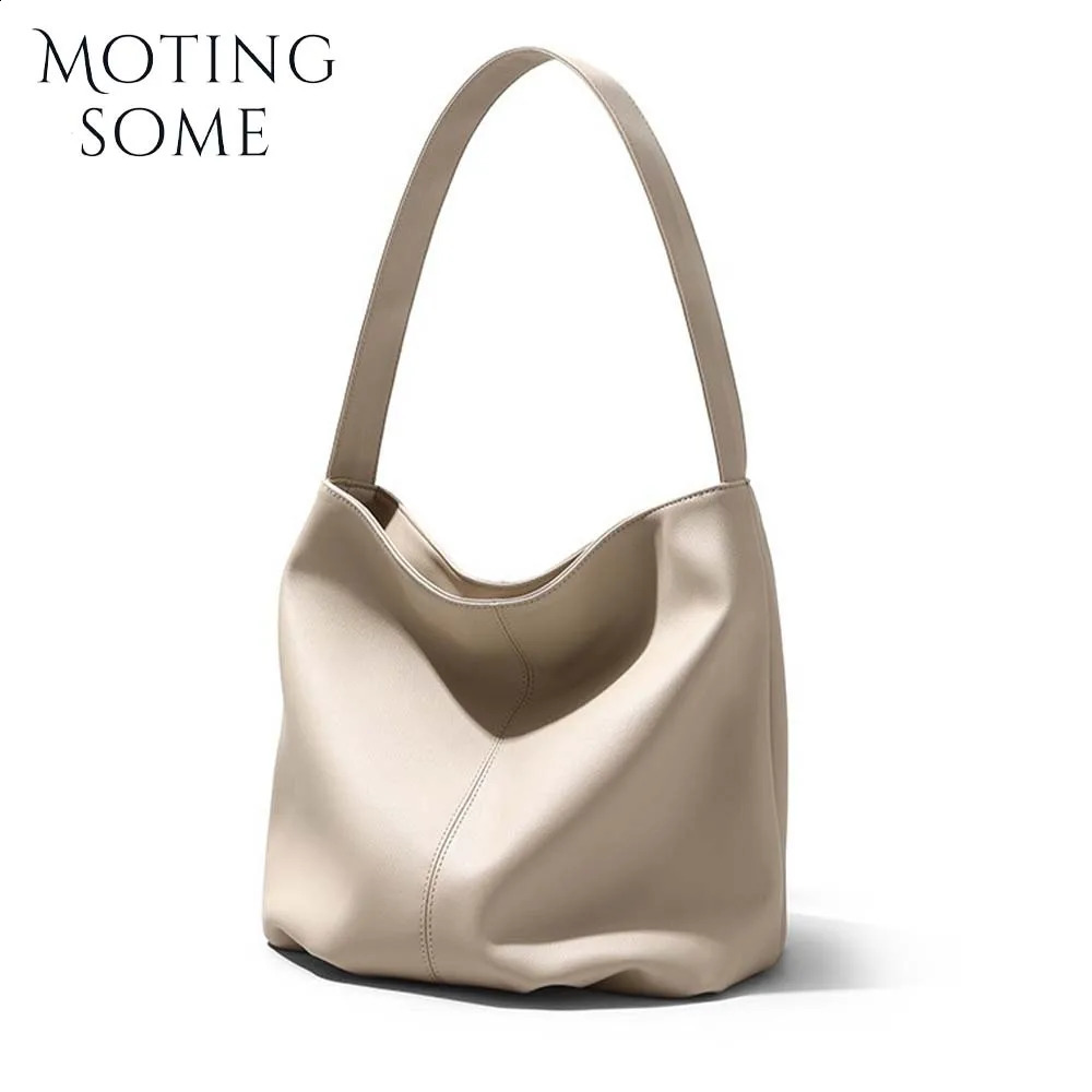 Motingsome Minimalism Style Soft Cowhide Women Bags Shoulder Handbag and Purses Fashion Lady Oversize Casual Tote Black 2024 240729