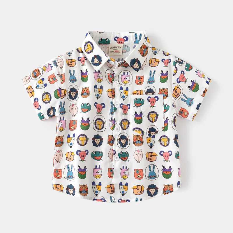 Full printed fabric boys style cotton childrens top summer childrens clothingW240729