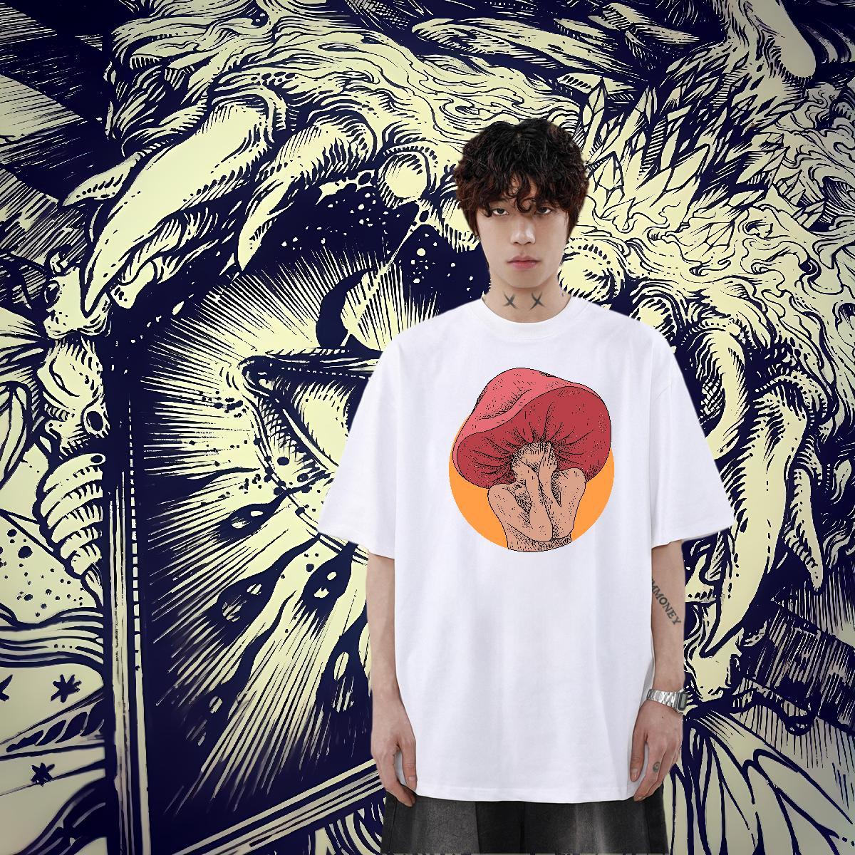Designer Tshirt for Man Woman 230g 100% Cotton Summer Casual mushroom Graphic Crew Neck Breathable Fashion T Shirts Men Clothes