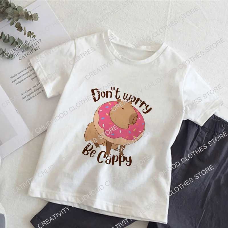 T-shirts Capybara Children T-Shirts Kids Tee Shirt Cartoons Kawaii Casual Clothes Anime for Boy Girl Tops Short Sleeve ClothingL24729