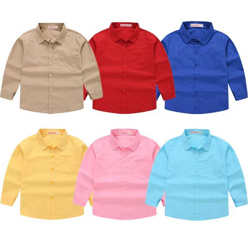 4 5 6 7 8 9 10 Year Old Boys Shirt Solid Color Cotton Fashion Thin Style Long Sleeve Spring Jacket Birthday Gift Childrens ClothingW240729