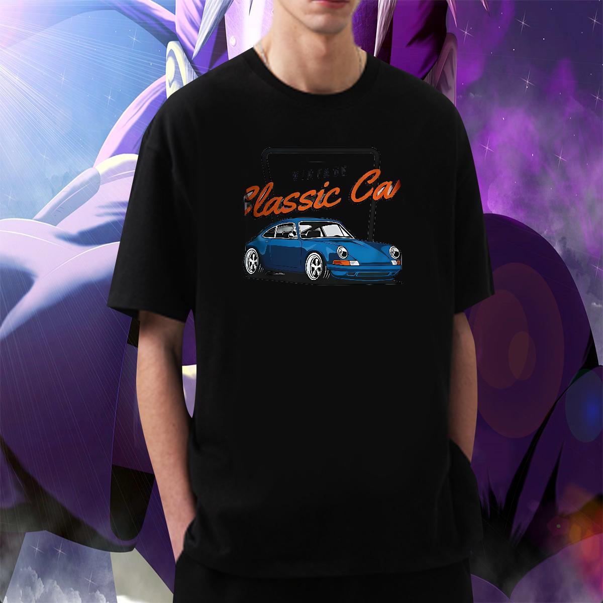 Brand Couples T Shirts 230g 100% Cotton High Street Hip Hop car DIY Printed Breathable Crew Neck Fashion Man T Shirts Tees Shirts