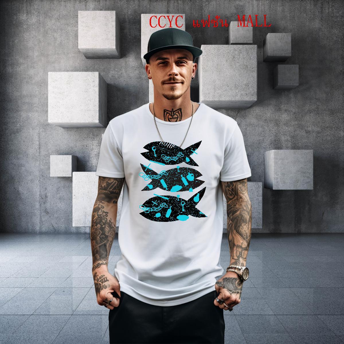 Soft Mens Tshirts 230g Cotton Spring Summer fish Asian Size Breathable Short Sleeve Customized Man T Shirts Clothes