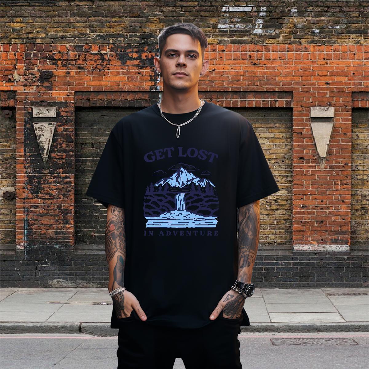 Loose Men Tees 230g Pure Cotton Sports Casual mountains Plus Size Custom O-Neck Short Sleeve Fashion Men T Shirts Polos
