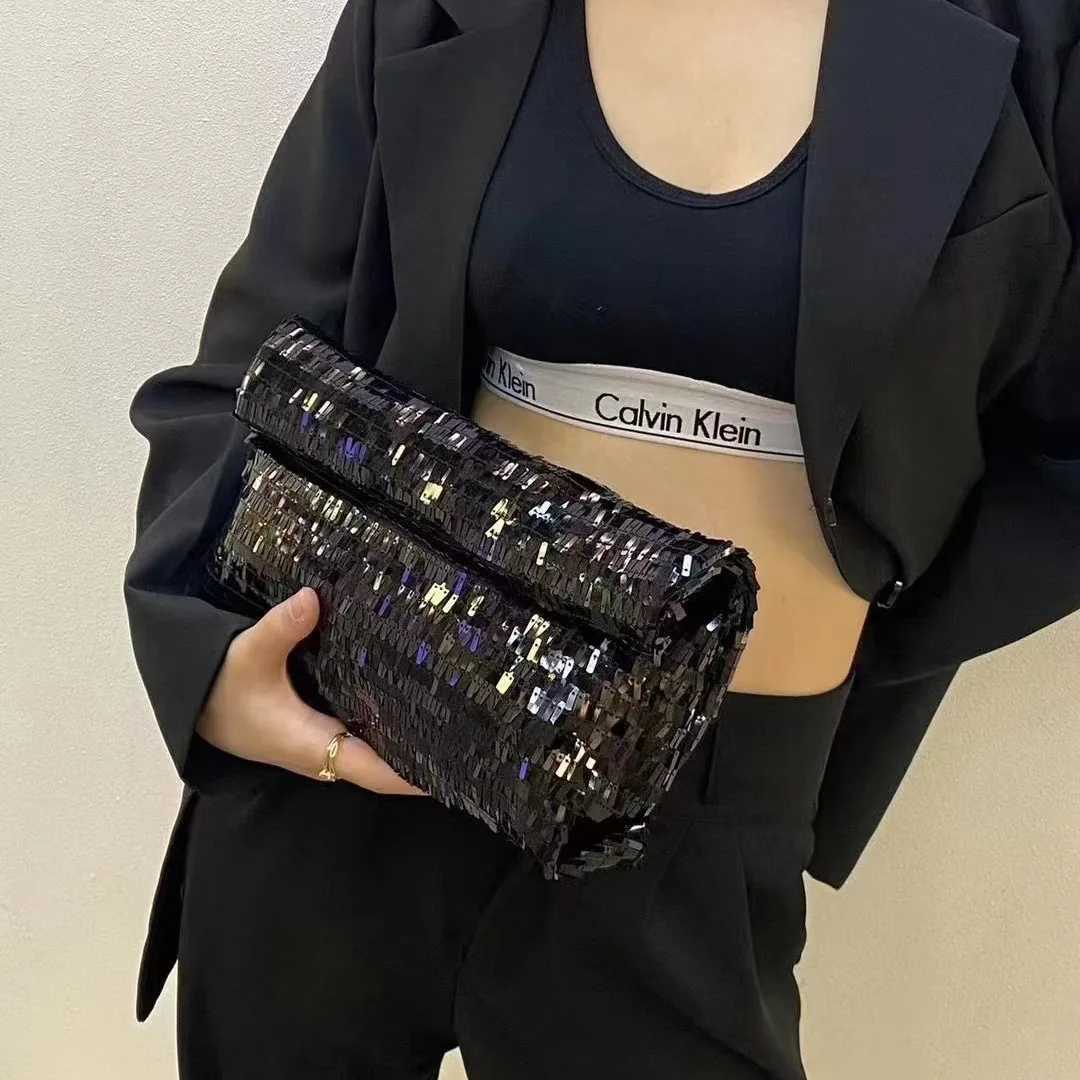 Fashion Shiny women clutch Silver Sequins Trend Party lady evening bags handbag phone Clutches walletXJ240729