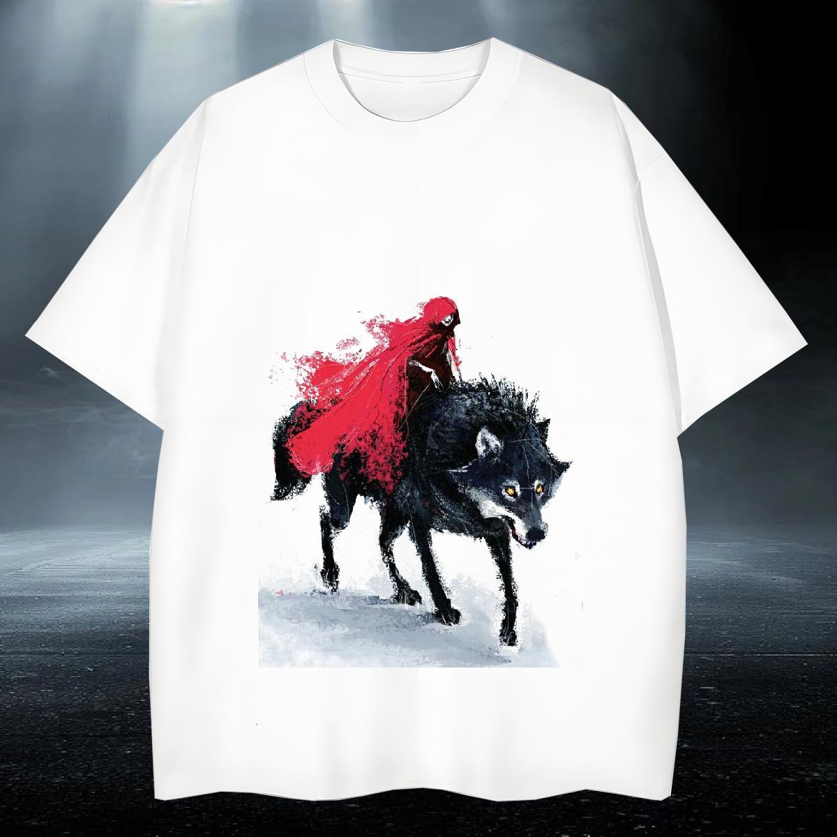 Cool Design Men Clothes T-Shirt 100% Cotton 230g Casual wolf DIY Printed Round Neck Short Sleeve Designer T shirt Wear