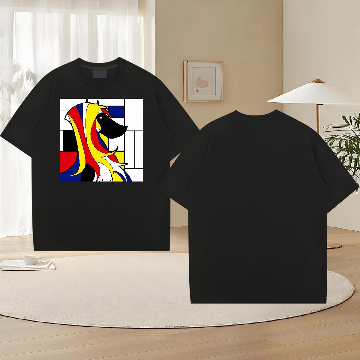 Loose Mens Tshirts 230g 100% Cotton Hip Hop dog Black White Breathable Crew Neck New T shirt Wear
