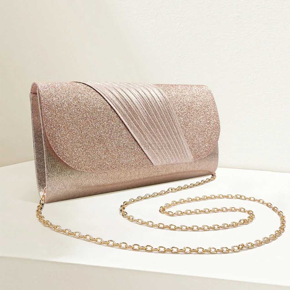 Women Hand Purses Splicing Design Shine Evening Clutch Bags Money Phone Holder Pleated Exquisite Flip Cocktail Party GatheringXJ240729