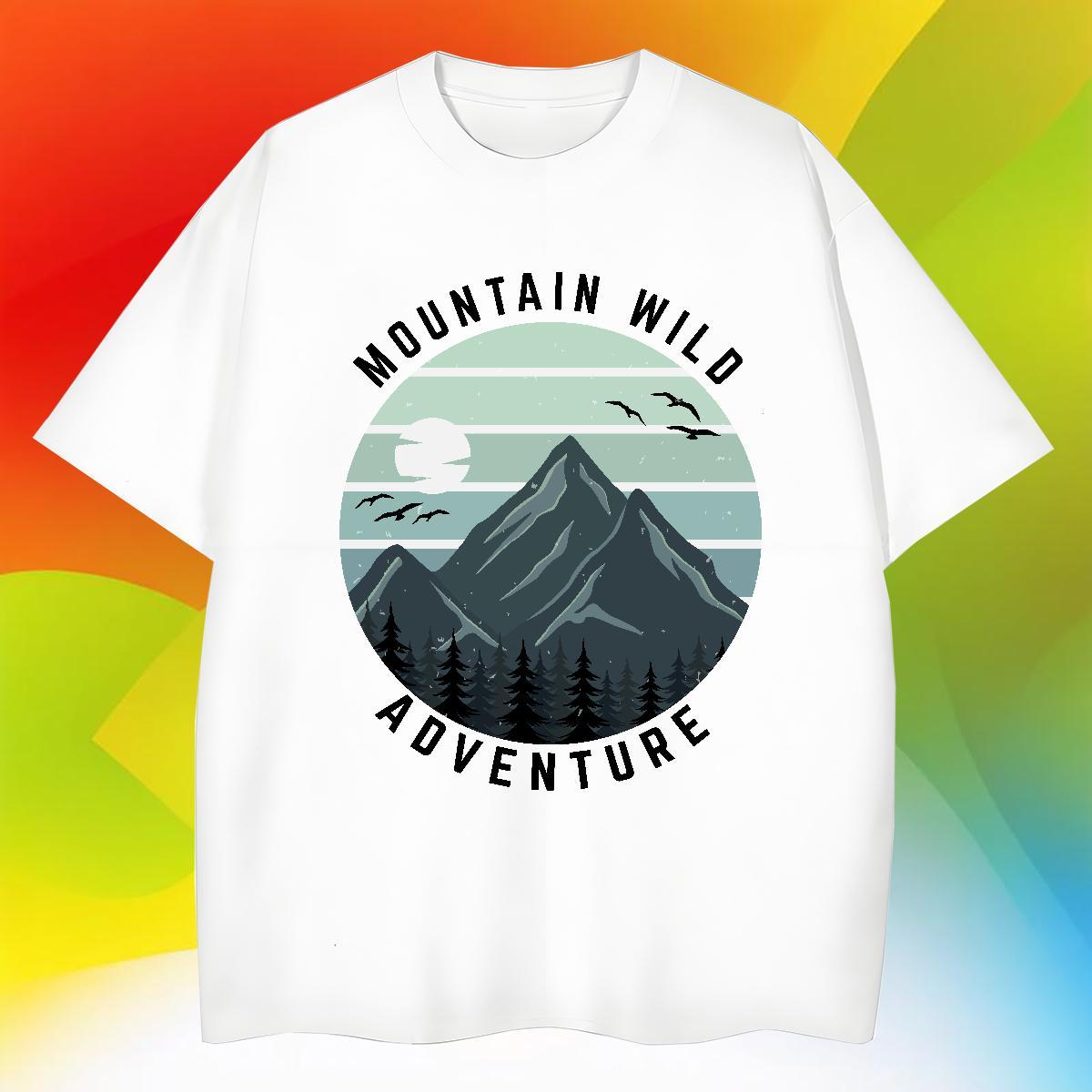 Free Shipping Men Clothes T-Shirt 230g 100% Cotton Summer Casual mountains Plus Size Custom Short Sleeve Soft Casual New Men T Shirts Tshirts